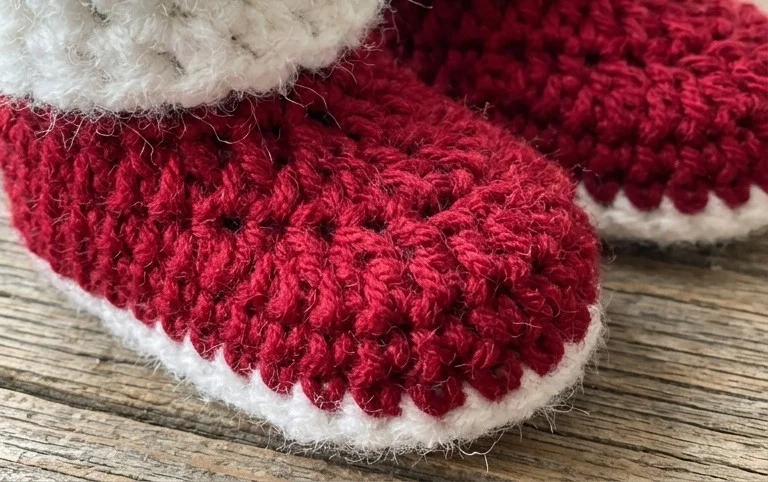 Christmas Baby Booties – Free Crochet Pattern