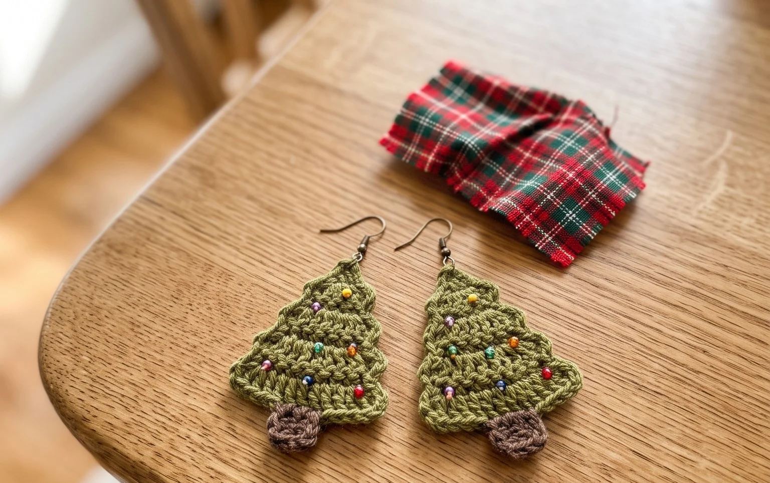 Easy Crochet Christmas Tree Earrings Free Pattern