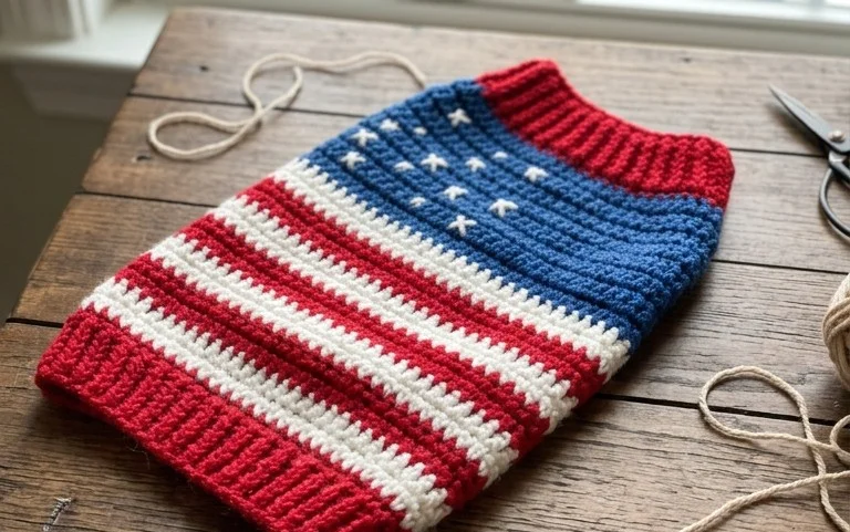 Easy Patriotic Crochet Dog Sweater: Free Step-by-Step