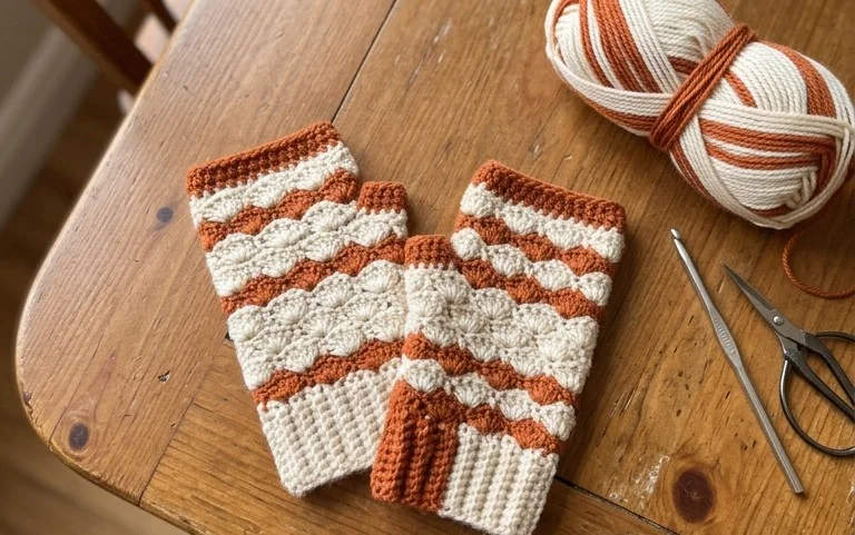 Shell Stitch Crochet Fingerless Gloves: Free Pattern